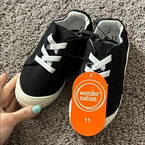 Wonder Nation Black and White Kids Sneakers